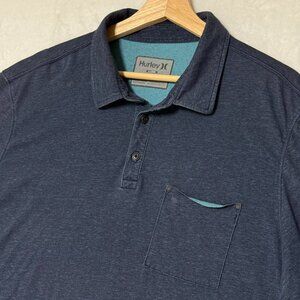 Hurley with Nike Dry-Fit Polo Shirt Men's Size XL Short Sleeve Logo Navy Blue